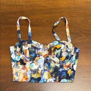 TopShop Floral Multicolor Women's Bustier Top Size 6